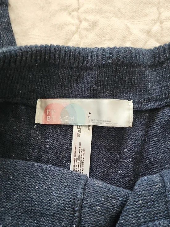 Free People Beach Solar Knit Sweater Set Navy Blue Small - Picture 6 of 9